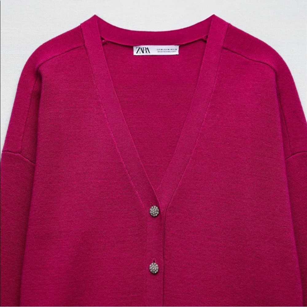 Zara Jewel Button Knit Cardigan Sz S - Picture 6 of 13